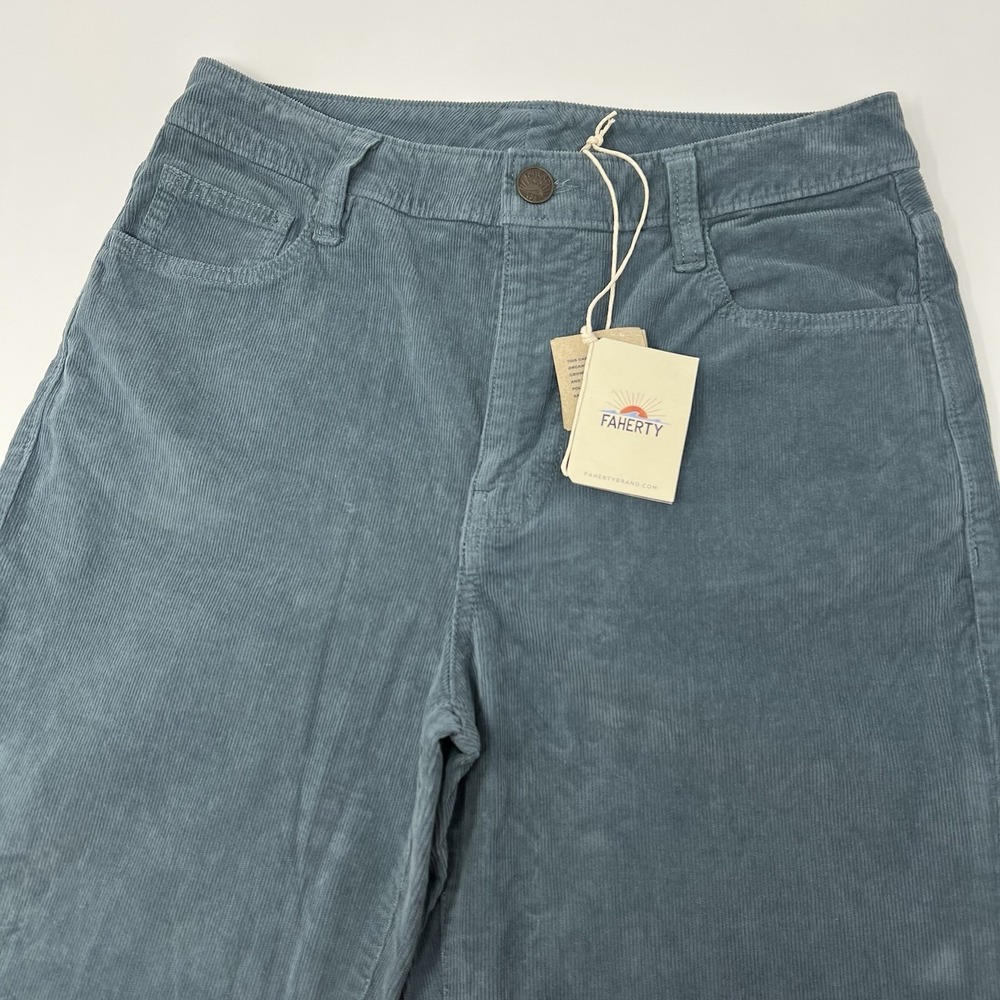 Faherty Julianne Corduroy Pants WBF2231 Blue Stretch Straight Leg Size 28‎ NWT